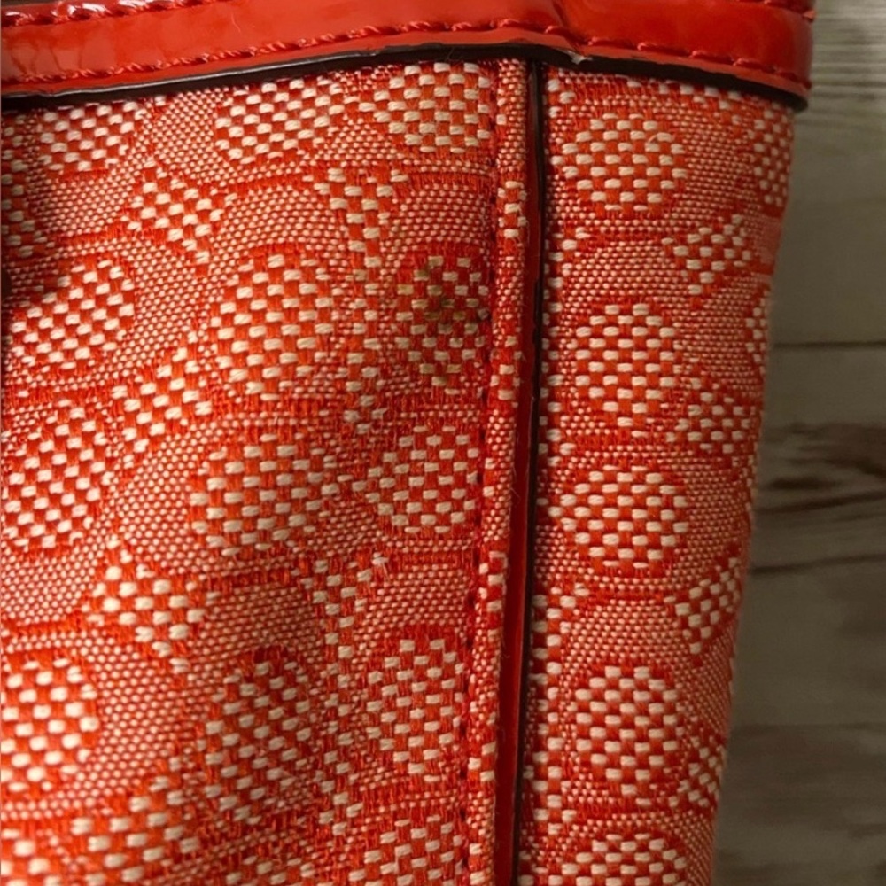 Coach Signature Jacquard Zip Top Designer Tote Poppy Red C1359-25051 EUC - Picture 6 of 12